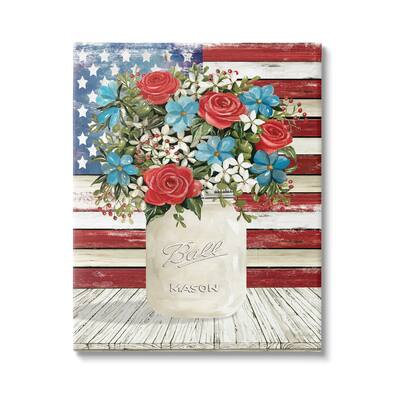 Stupell Industries Americana Flag Festive Bouquet Canvas Wall Art by Cindy Jacobs