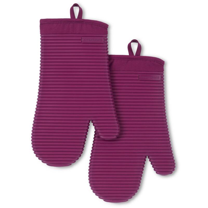 KitchenAid Ribbed Soft Silicone Oven Mitt 2-Pack Set, 7.5"x13"