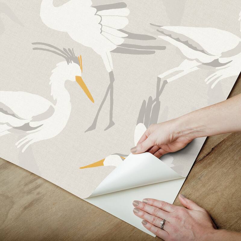 NuWallpaper Coastal Wings Taupe Peel and Stick Wallpaper - N/A