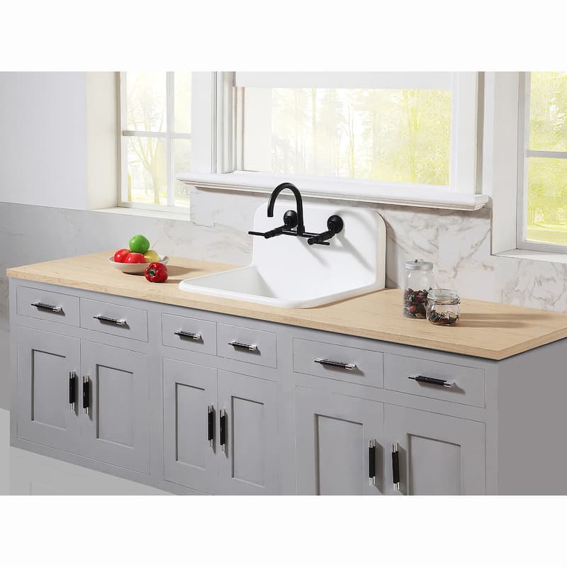 Concord 8-Inch Adjustable Center Wall Mount Kitchen Faucet in Matte Black