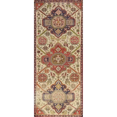 Hand Knotted Oriental 100% Wool Carpet Traditional Tribal Beige & Ivories Tabriz Runner Rug - 7' 7'' X 2' 6''