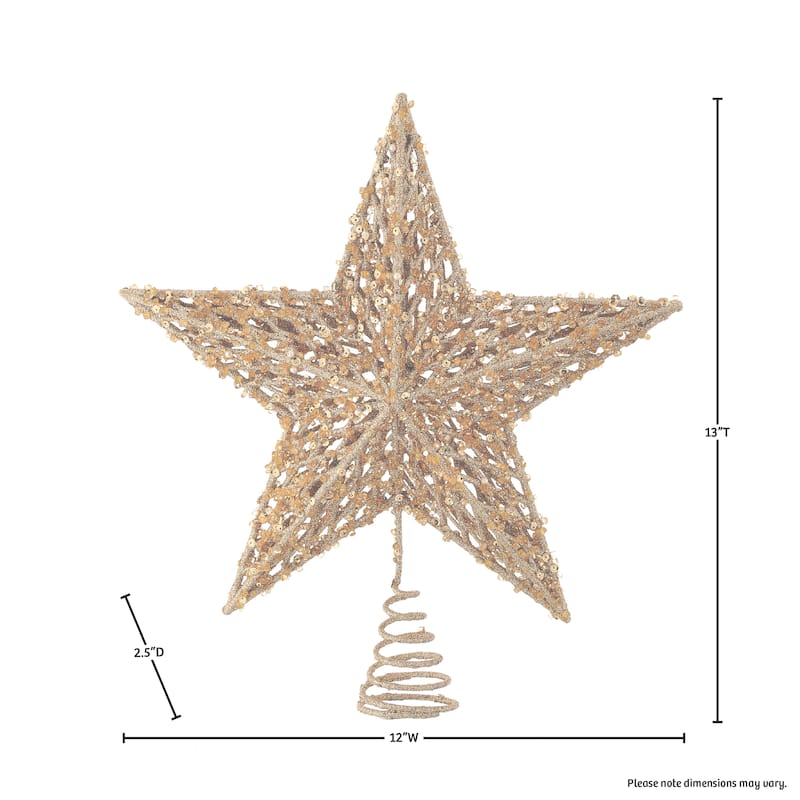 13" Sequin/Bead/Glitter Star Tree Topper