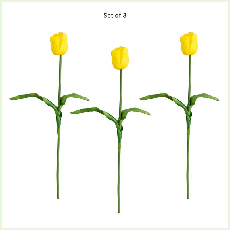 Floral Tulip Artificial Stem Sprays - 25" - Set of 3 - Yellow