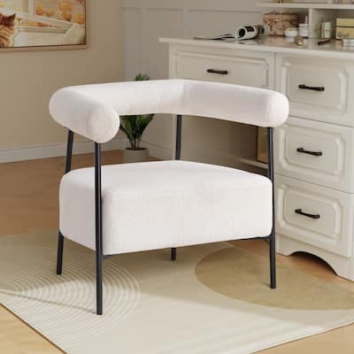 Modern Boucle Fabric Upholstered Accent Chair Curved Armchair - 25.00" * 32.00" * 31.00"