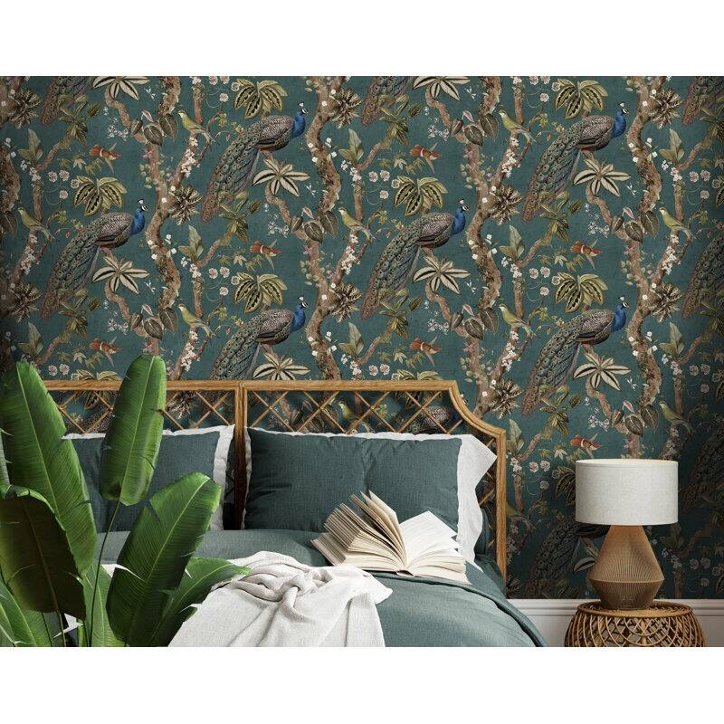 Cassia Peacock Non-Pasted Wallpaper - Covers 56 Square Feet