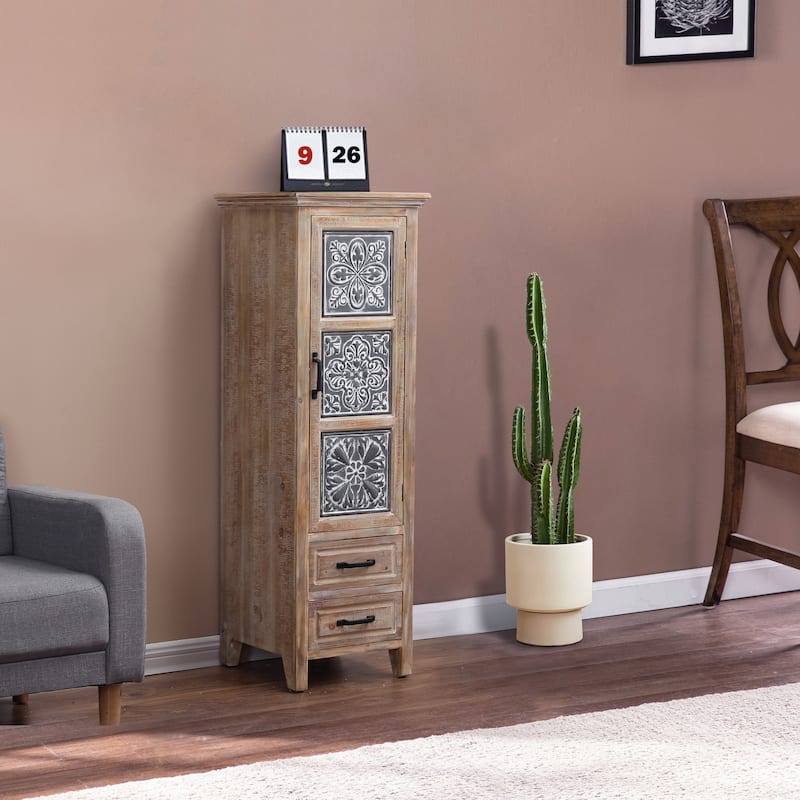 Rustic Wood 2-Drawer 1-Door Storage Cabinet - 48.23" H x 15.75" W x 15.16" D