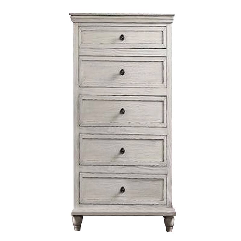 Zea 50 Inch Wood Tall Dresser Chest, 5 Drawers with Black Metal Knobs, Gray