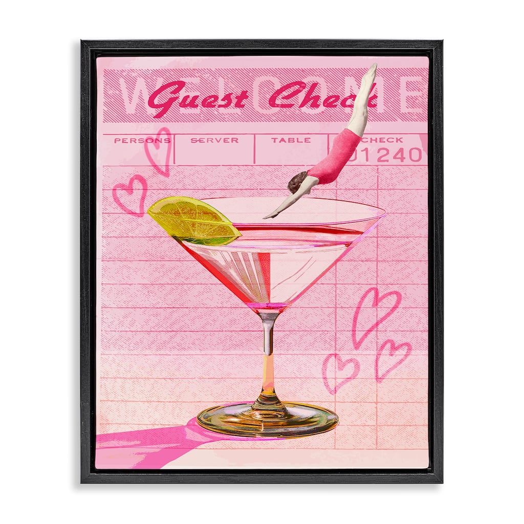 Stupell Diver into Cocktail Guest Check Framed Floater Canvas Wall Art Design By Lil' Rue