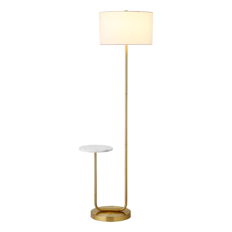Jacinta Floor Lamp with Marble Tray Table and Fabric Shade - 23.75" Wide