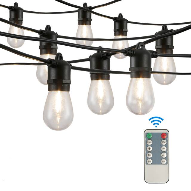 48FT LED Outdoor String Lights with 15 Waterproof S14 Bulbs, Patio Lights for Christmas, Yard decoration