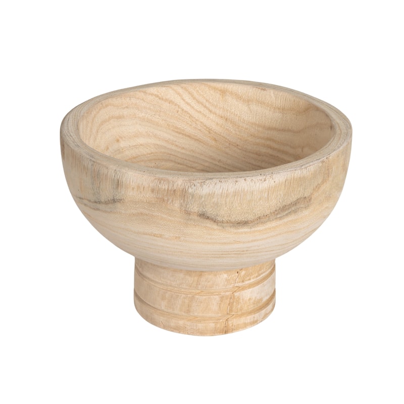 Paulownia Wood Pedestal Bowl - Natural