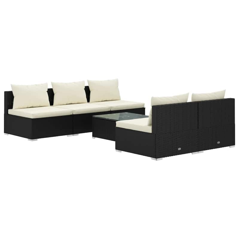 vidaXL Patio Lounge Set Outdoor Sectional Sofa Set Table Garden Poly Rattan