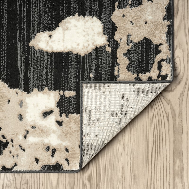Abani Rugs TER170A Beige Black Abstract Pattern Area Rug