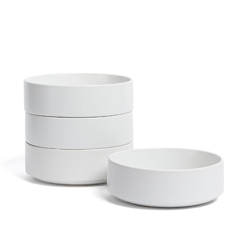 over&back Stackable 25oz Semi-Matte Stoneware Cereal Bowls - White