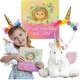 preview thumbnail 1 of 4, Magical Unicorn Gift Set, 3-Piece Set with Colorful Headband, Illustrated Storybook and a Unicorn Stuffed Animal - Multi