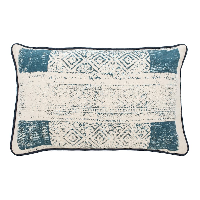 SAFAVIEH Wyatt Decorative Pillow- Blue / Creme