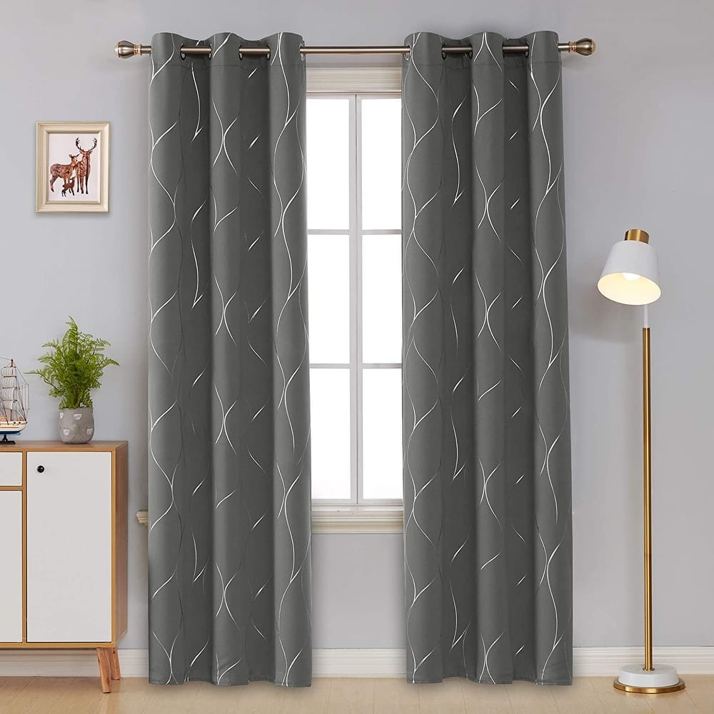 Deconovo Silver Line 42 Width Curtain Panel Pair (2 Panel)