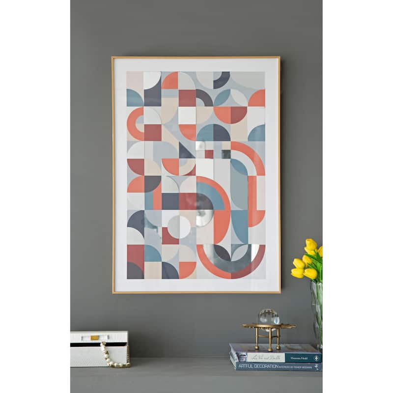 23.8x33.6x1.6" Framed Mirror Art,Home Decor for Living Room Kitchen Foyer Office - Multicolor
