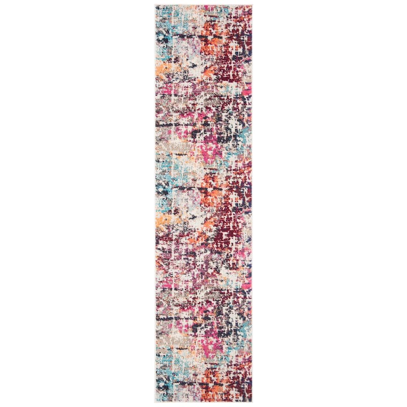 SAFAVIEH Madison Illa Vintage Abstract Rug- - 2'2" x 6' Runner - Red/Light Blue
