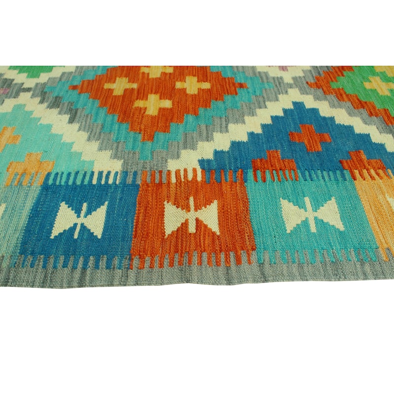 Sangat Flatweave Faiza Grey/Rust Rug - 4'8" x 6'7"
