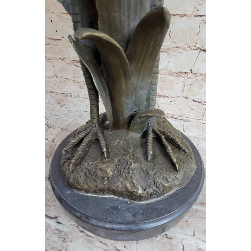 Heron Egret Water Bird Crane Bronze Metal Statue Sculpture Signed Art Marble Base