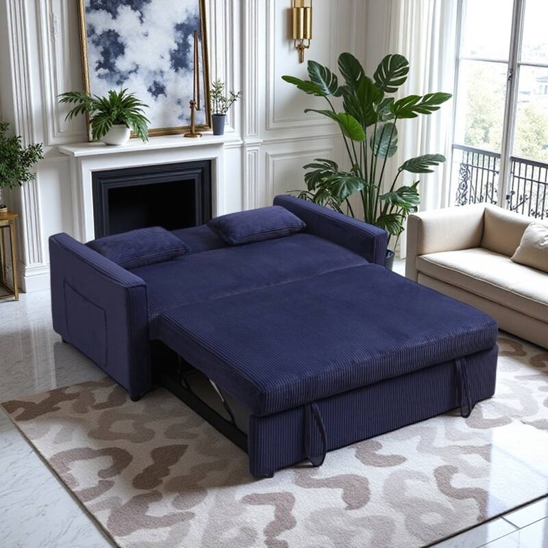 Versatile 3-in-1 Convertible Sofa Bed with Adjustable Backrest and Pillows