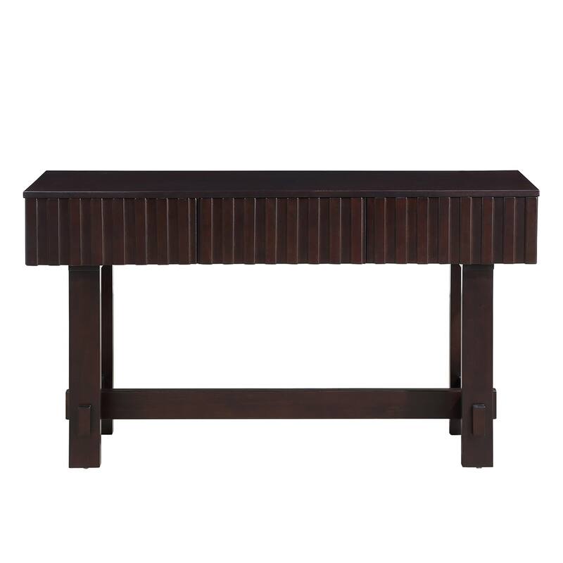 Mid Century Farmhouse Fluted Console Table with Storage Drawers