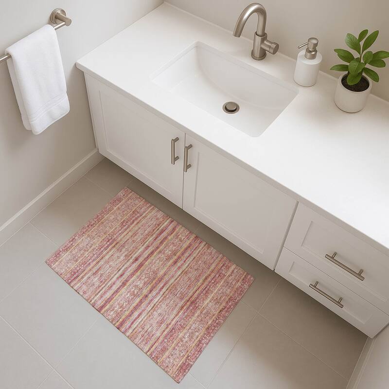 Premium Washable Super Soft Global Stripes Mayfield Rug - Paprika - 1'8" x 2'6"