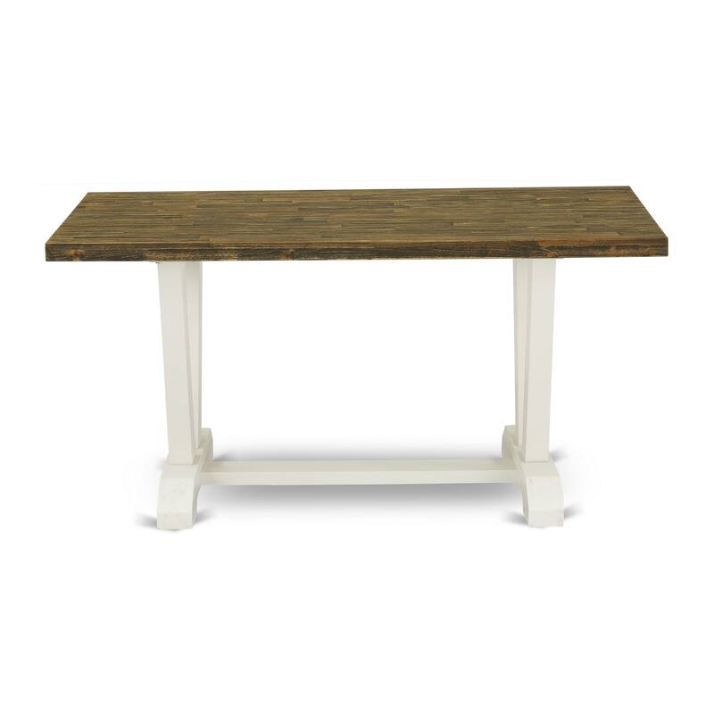 East West Furniture 3 Piece Dining Room Set - 1 Dining Table and 2 Benches(Finish Options)