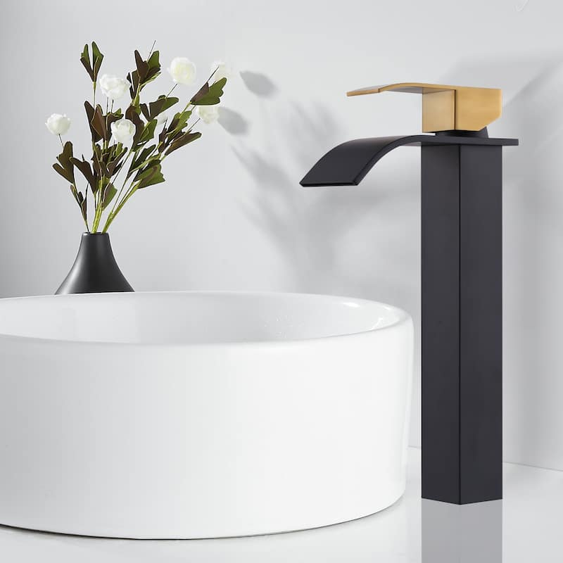 WOWOW Single Handle Single Hole Waterfall Bathroom Vessel Faucet