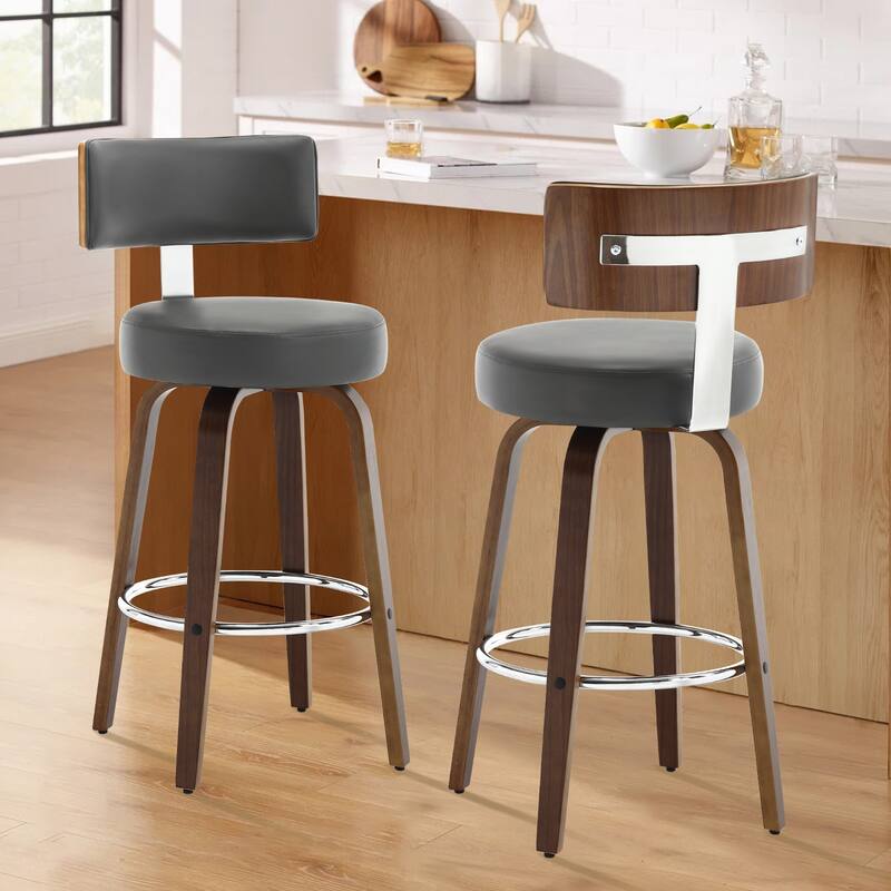 Faux Leather Upholstered Swivel Counter/ Bar Stools Set of 1/2/4