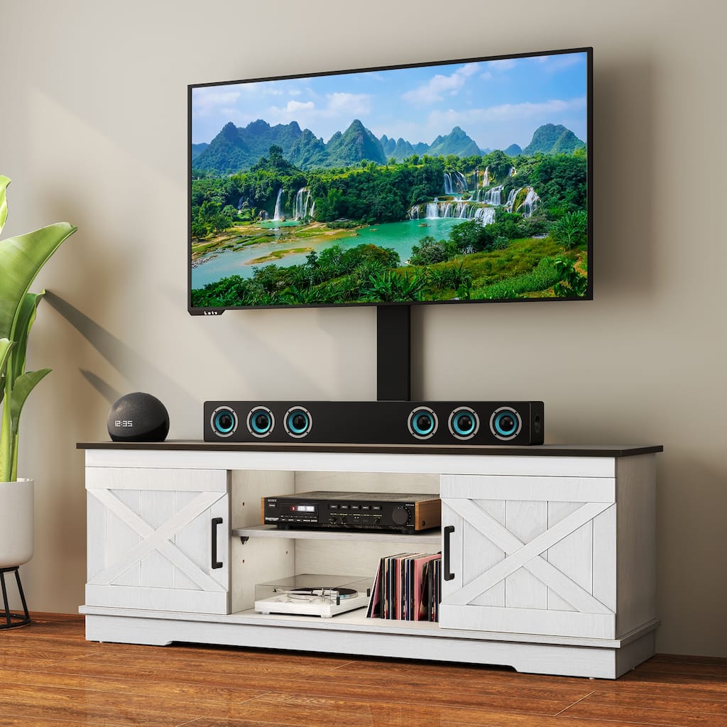 Moasis Farmhouse TV Stand Media Consolewith Adjustable Mount for TVs up to 70"