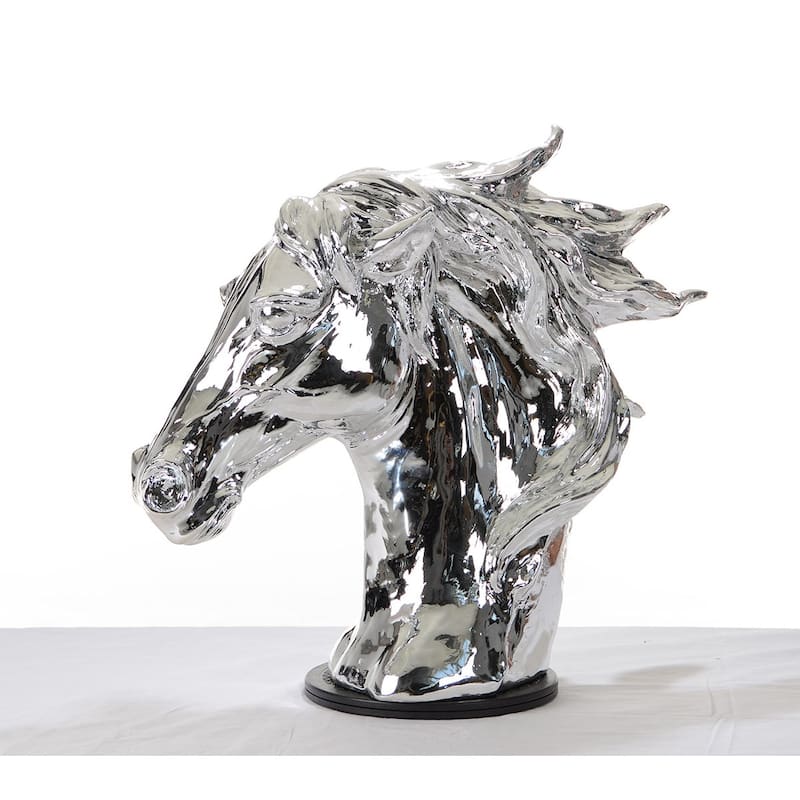 Modern Silver Horse Head Sculpture - 22 x 25 x 11