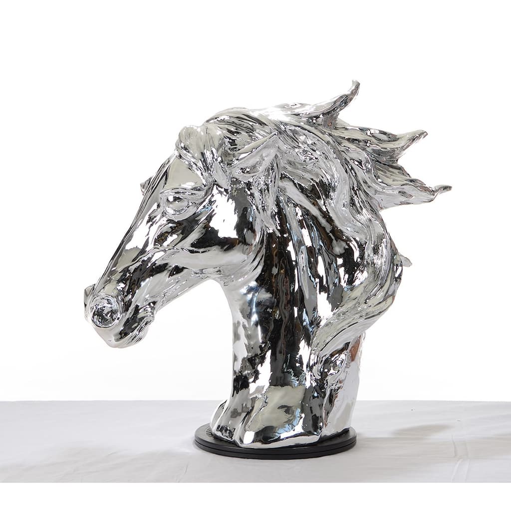 Modern Silver Horse Head Sculpture - 22 x 25 x 11