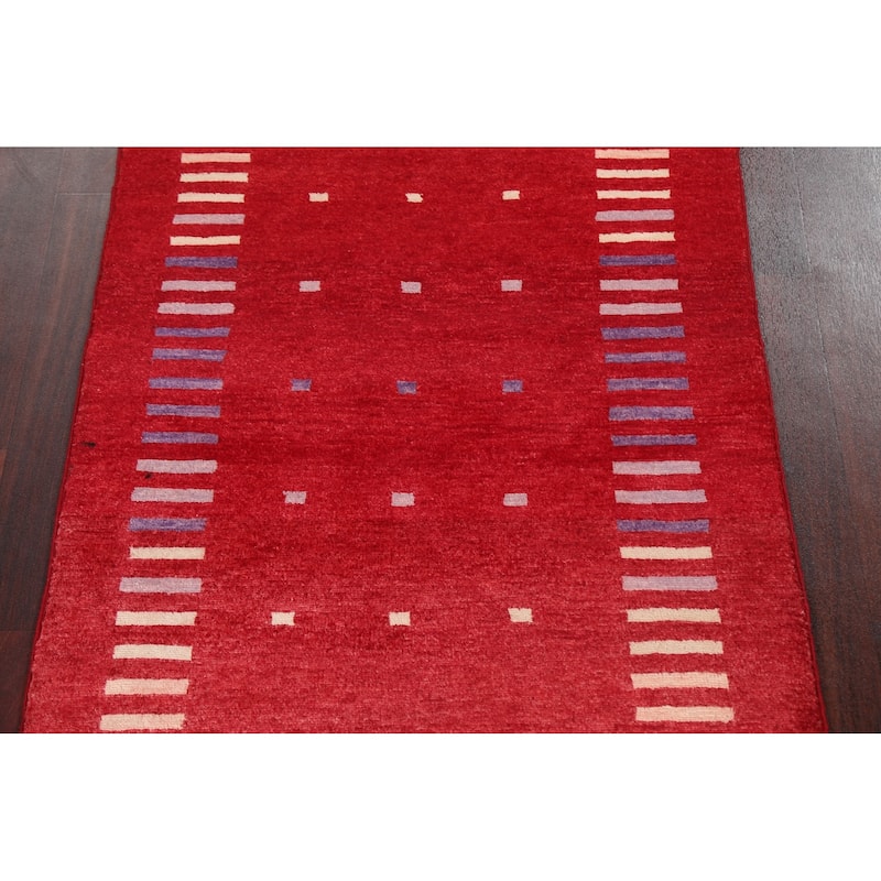 Geometric Gabbeh Kashkoli Area Rug Hand-knotted Oriental Wool Carpet - 2'7" x 4'0"