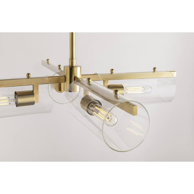 Mitzi by Hudson Valley Lighting Ariel 4-light Aged Brass Chandelier, Clear Glass