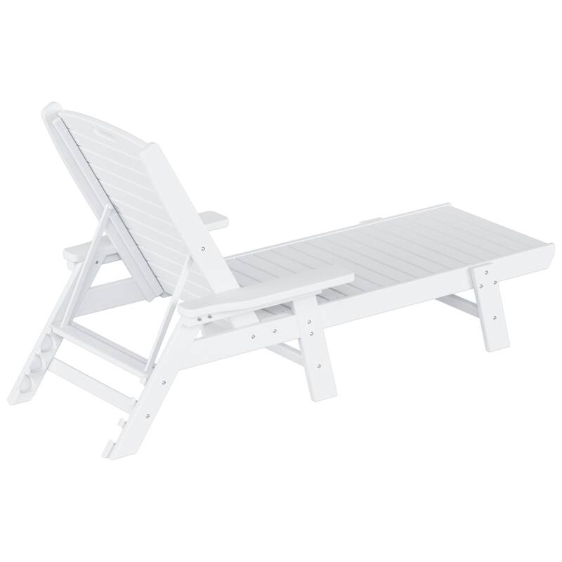 Laguna Hdpe All Weather Outdoor Patio Pool Reclining Chaise Lounges With Square Side Table (3-Piece Set)