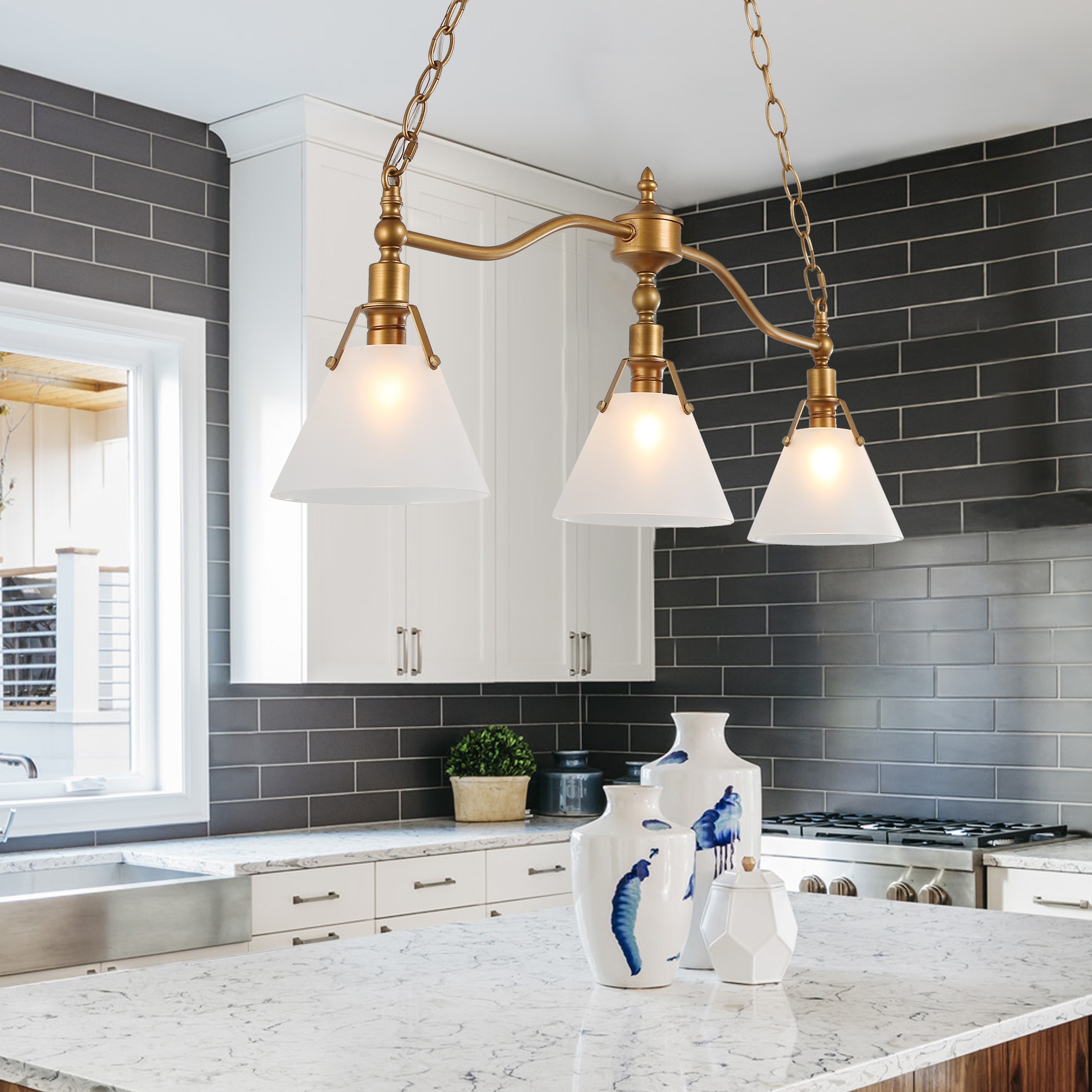 Modern Glam 3 Light Metal Linear Chandelier Kitchen Island Lights On Sale Bed Bath Beyond 34357467