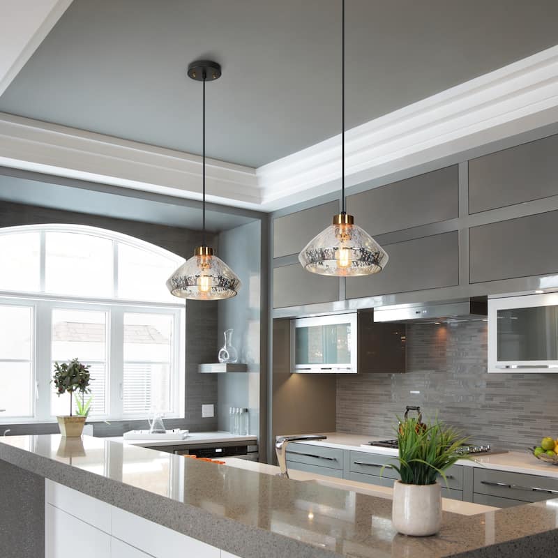 Flyn Modern 1-Light Textured Glass Pendant Light for Kitchen Island