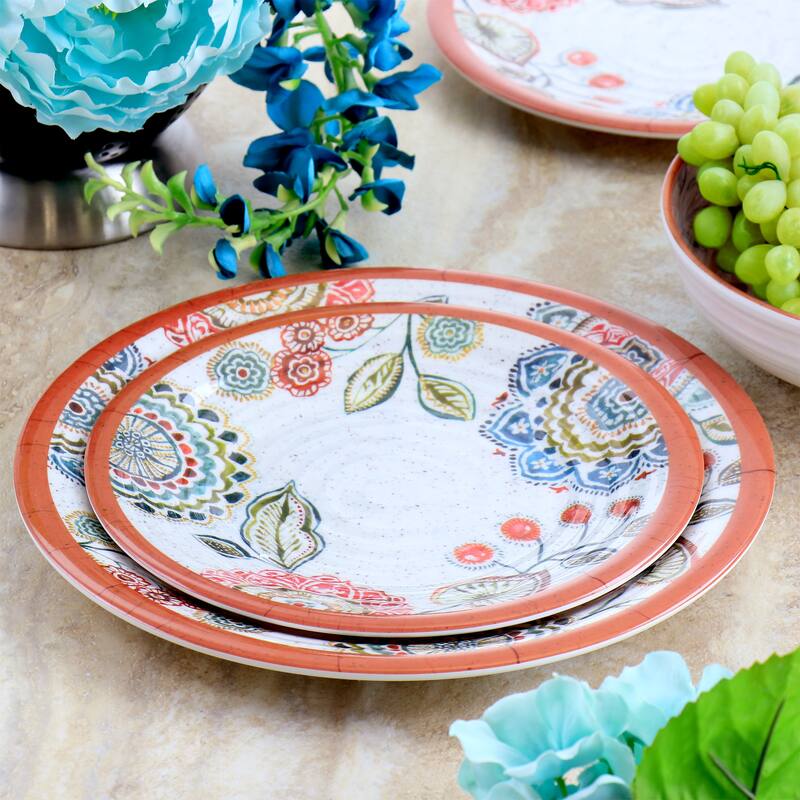 12 Piece Cottage Melamine Dinnerware Set