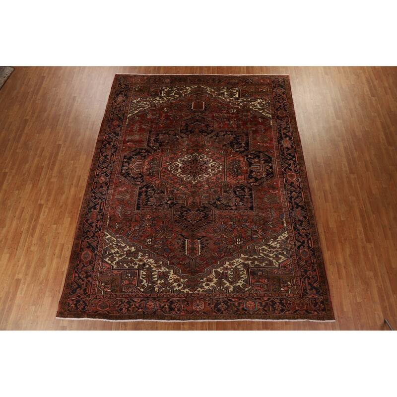 Hand Knotted Oriental 100% Wool Carpet Traditional Medallion Red Heriz Area Rug - 12' 9'' X 10' 0''