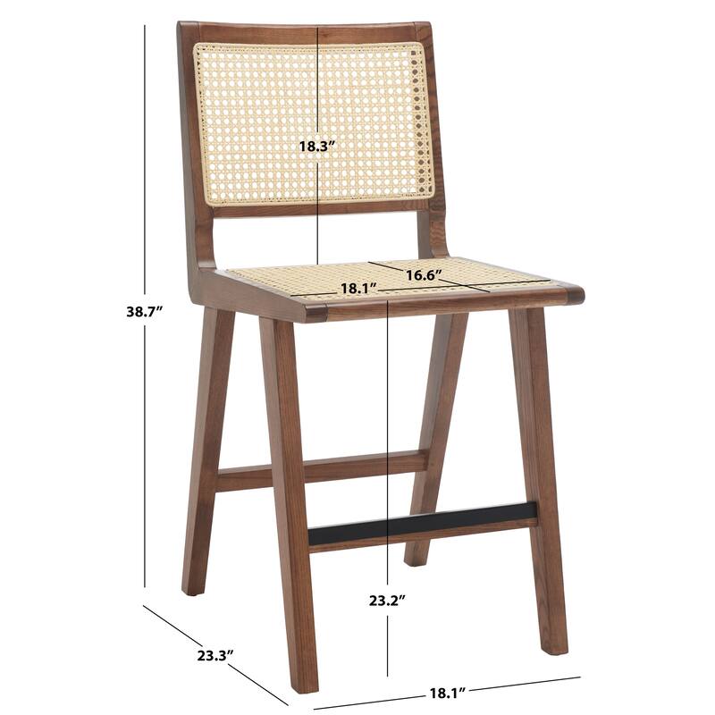 SAFAVIEH Couture Melike French Cane 23-inch Counter Stool - 18 In. W x 23 In. D x 39 In. H - 18Wx23Dx39H