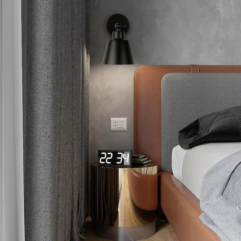 Adjustable Vintage Wall Sconces Bedside Bedroom Wall Light Fixtures - Lampshade Dia 5.1"