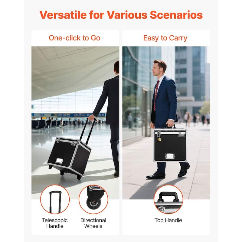 Black Mobile File Storage Dual Locking Mobile Case with Aluminum Alloy Frame and Mesh Storage Pocket
