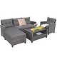preview thumbnail 2 of 8, Costway 4PCS Patio Rattan Furniture Set Cushioned Loveseat Table Shelf - Grey - See Details