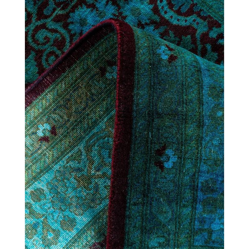 Overton Hand Knotted Wool Vintage Inspired Modern Contemporary Overdyed Black Runner Rug - 2' 7" x 12' 0"
