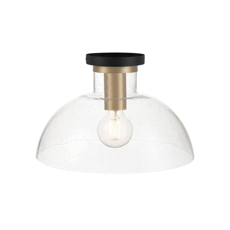 Nova 14 in. 1-Light Matte Black Modern Semi Flush Mount Light