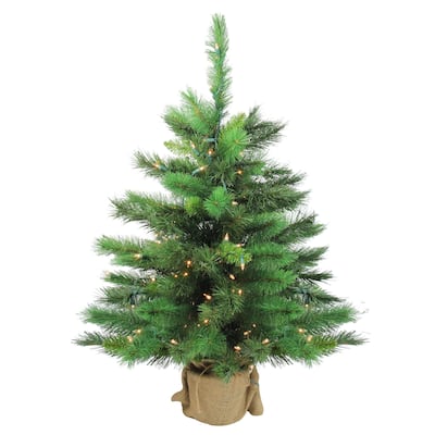 3' Potted New Carolina Spruce Medium Artificial Tree Clear Lights - 3 Foot