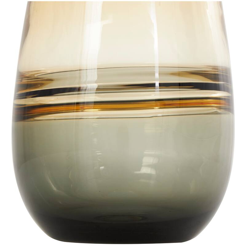 Orange Glass Handmade Ombre Vase with Gray Base