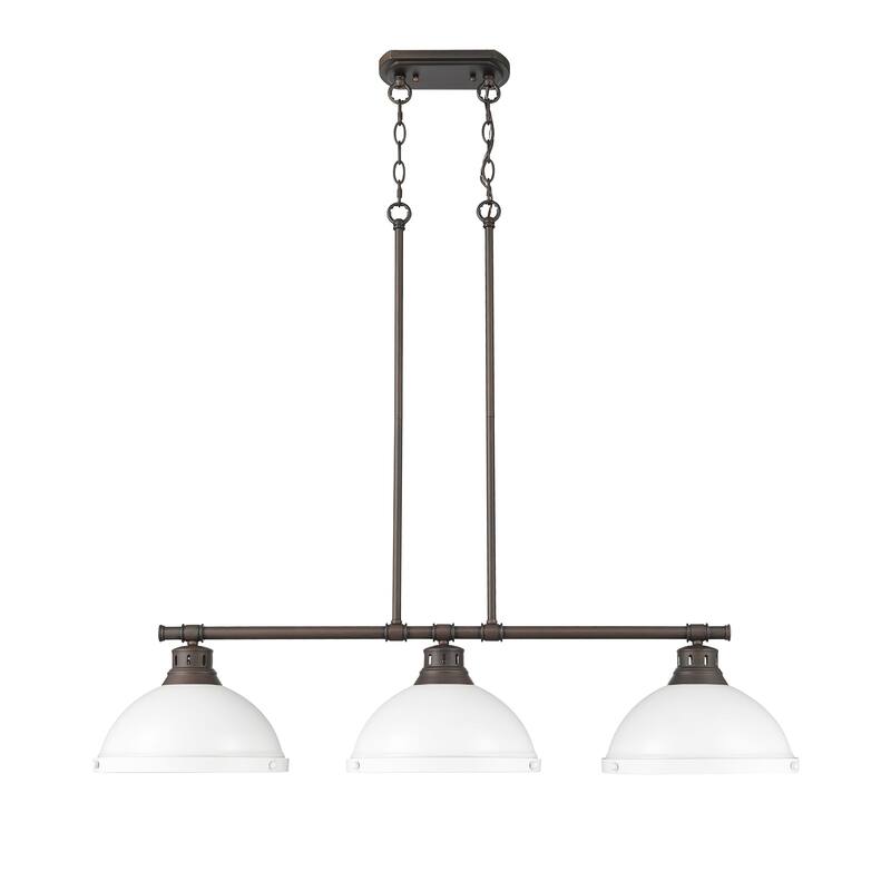 Yep by Golden Lighting Duncan 3-light Island Light in Rubbed Bronze and Matte White shade